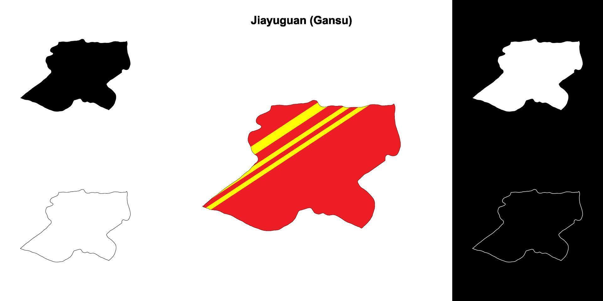 Jiayuguan blank outline map set vector