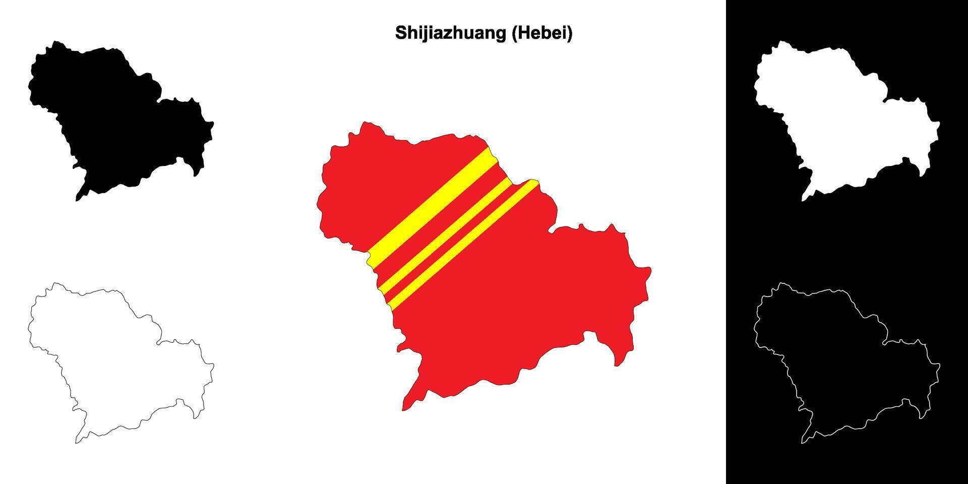 Shijiazhuang blank outline map set vector