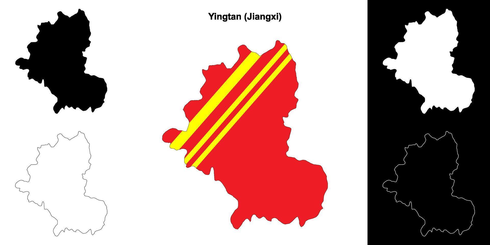 Yingtan blank outline map set vector
