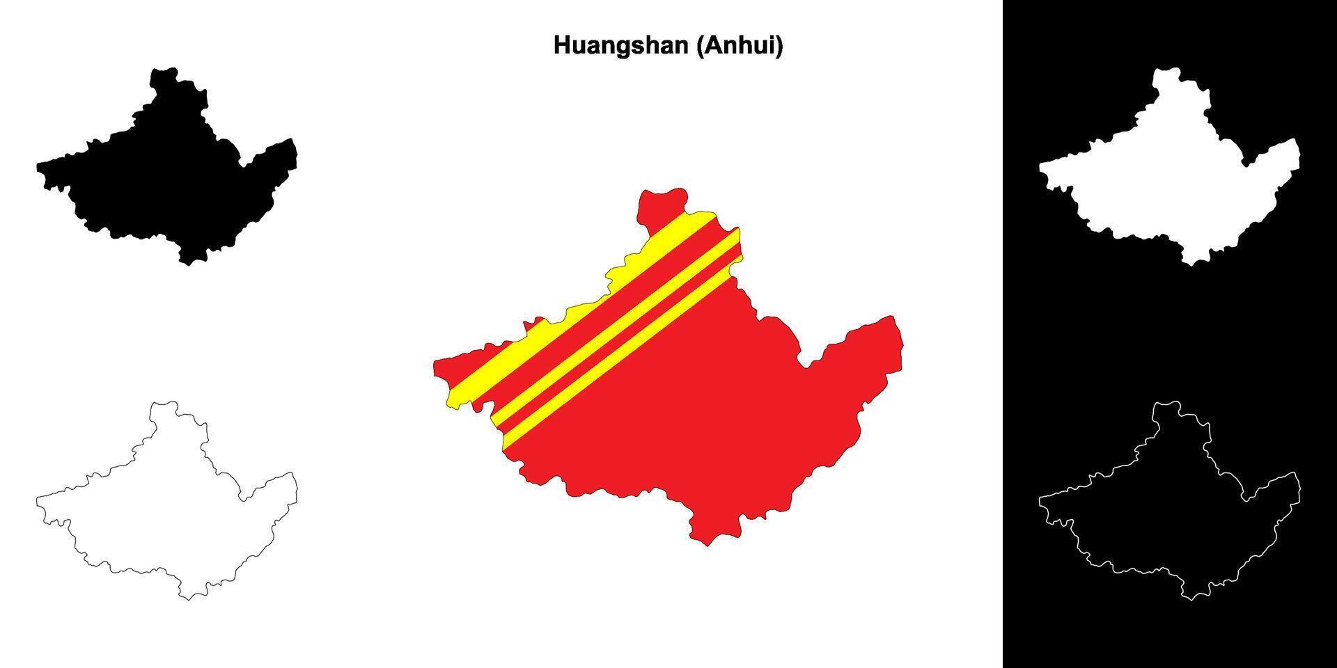 Huangshan blank outline map set vector