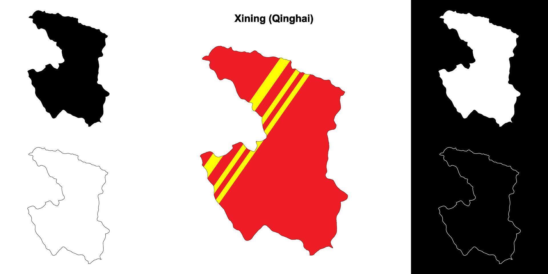 Xining blank outline map set vector