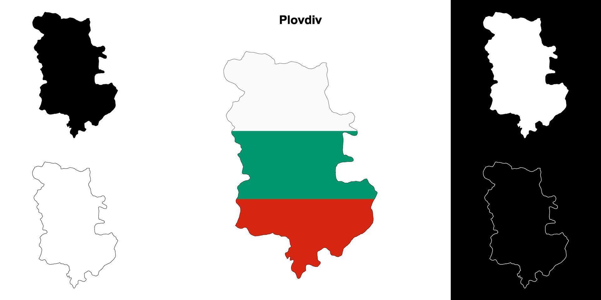 Plovdiv province outline map set vector