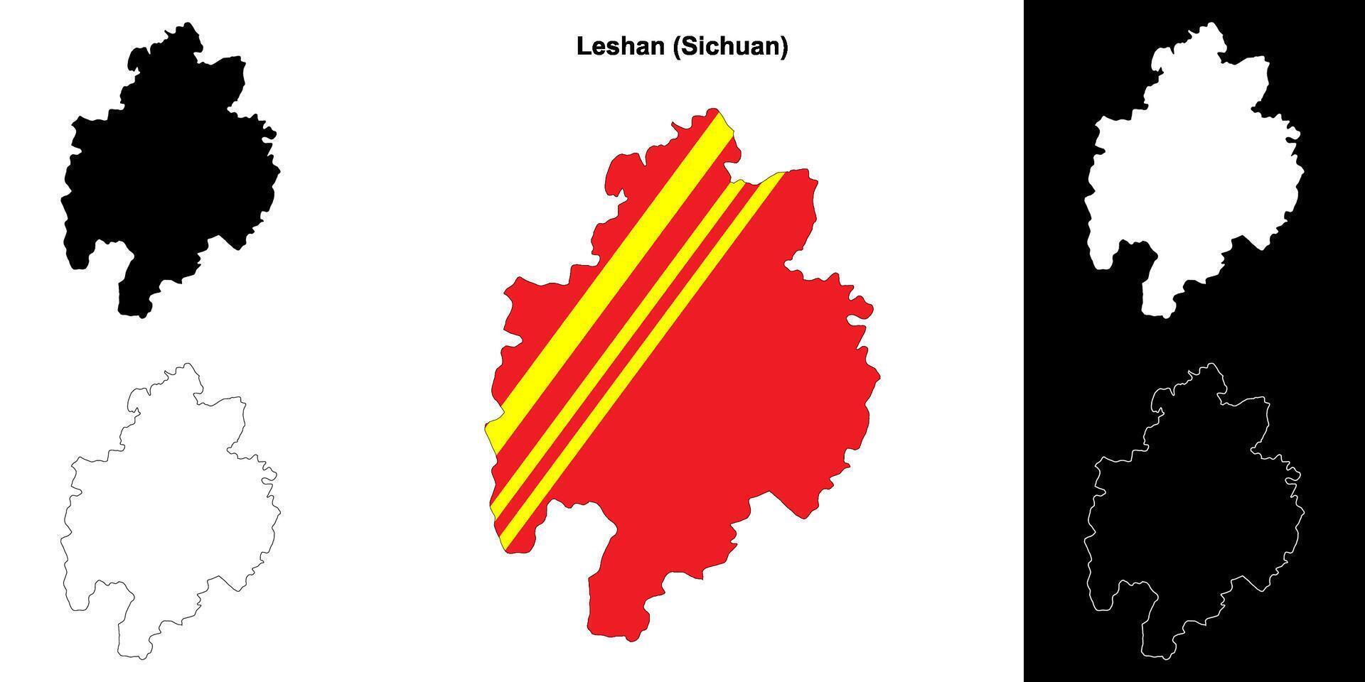 Leshan blank outline map set vector