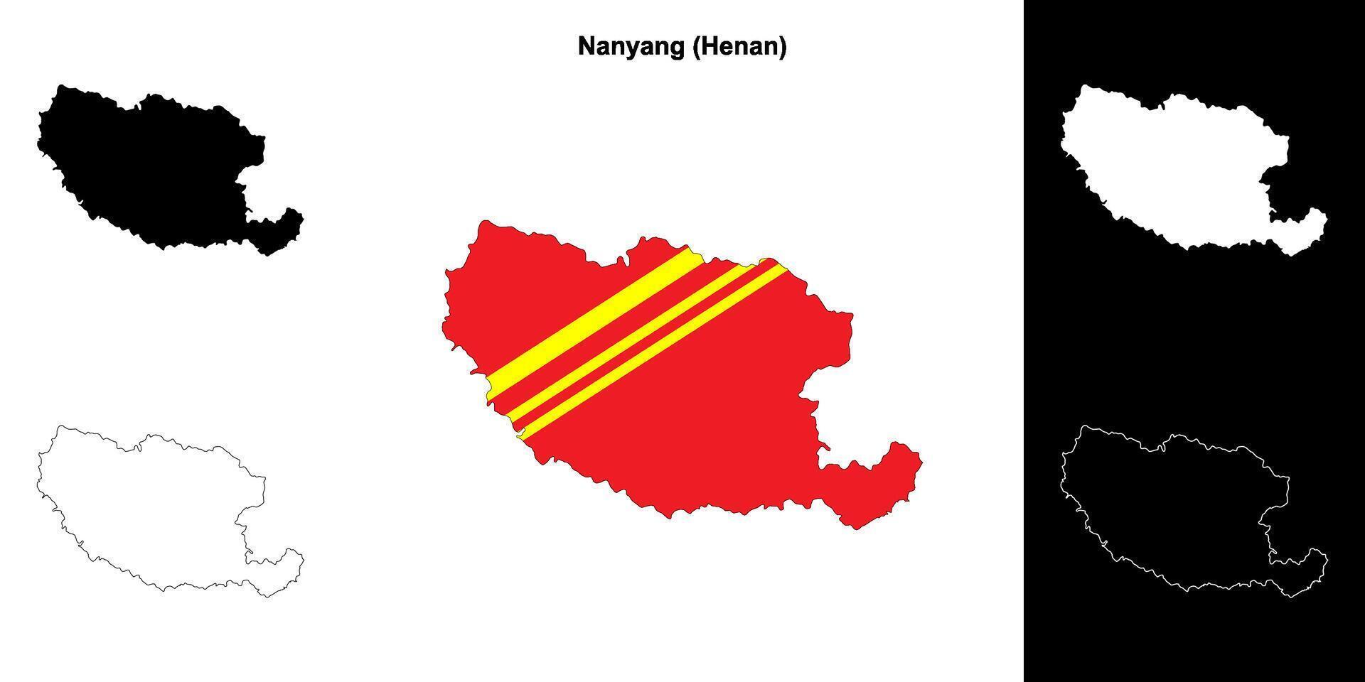 Nanyang blank outline map set vector