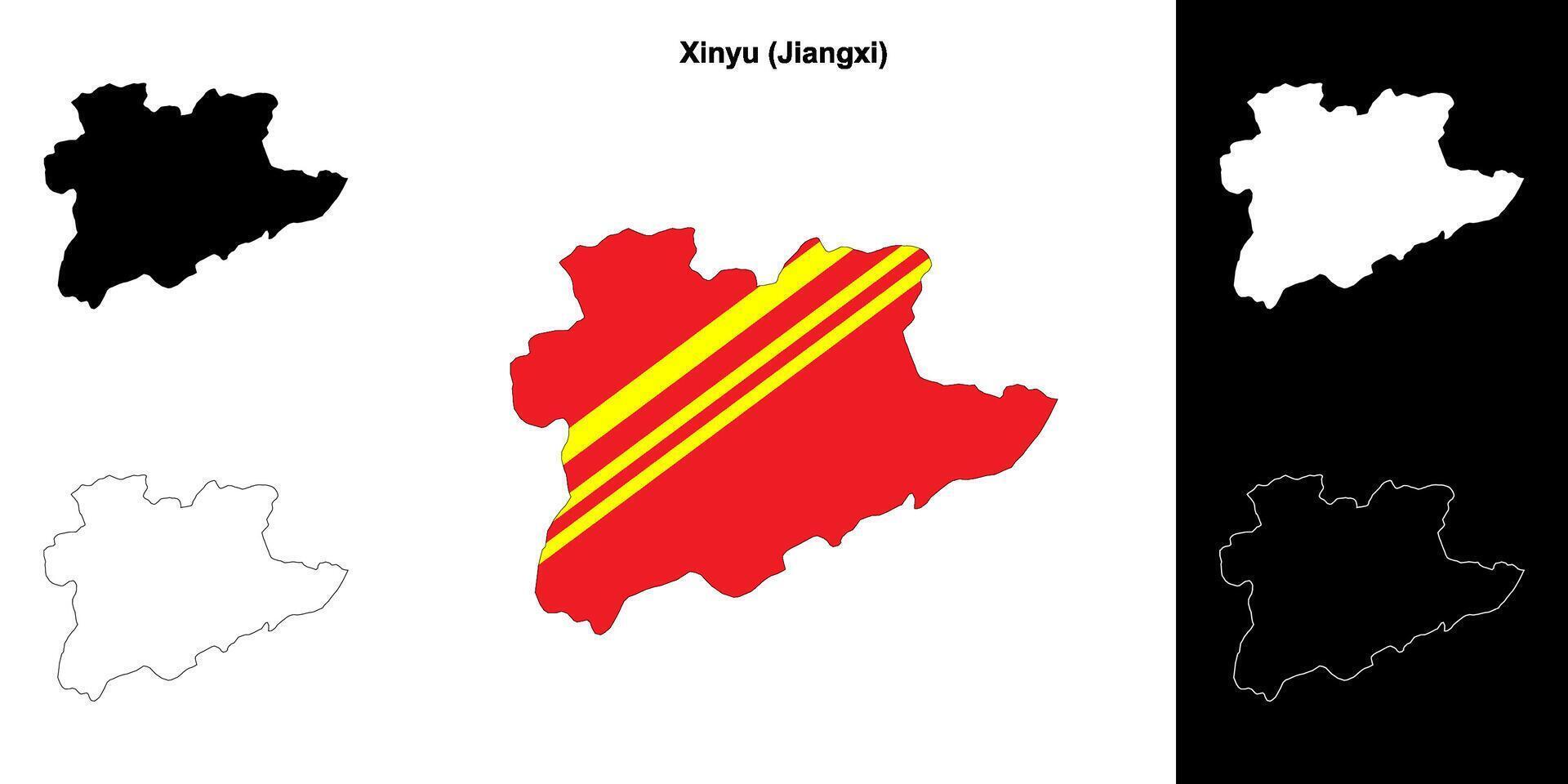 Xinyu blank outline map set vector