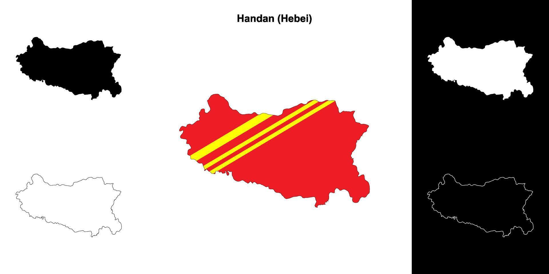 Handan blank outline map set vector
