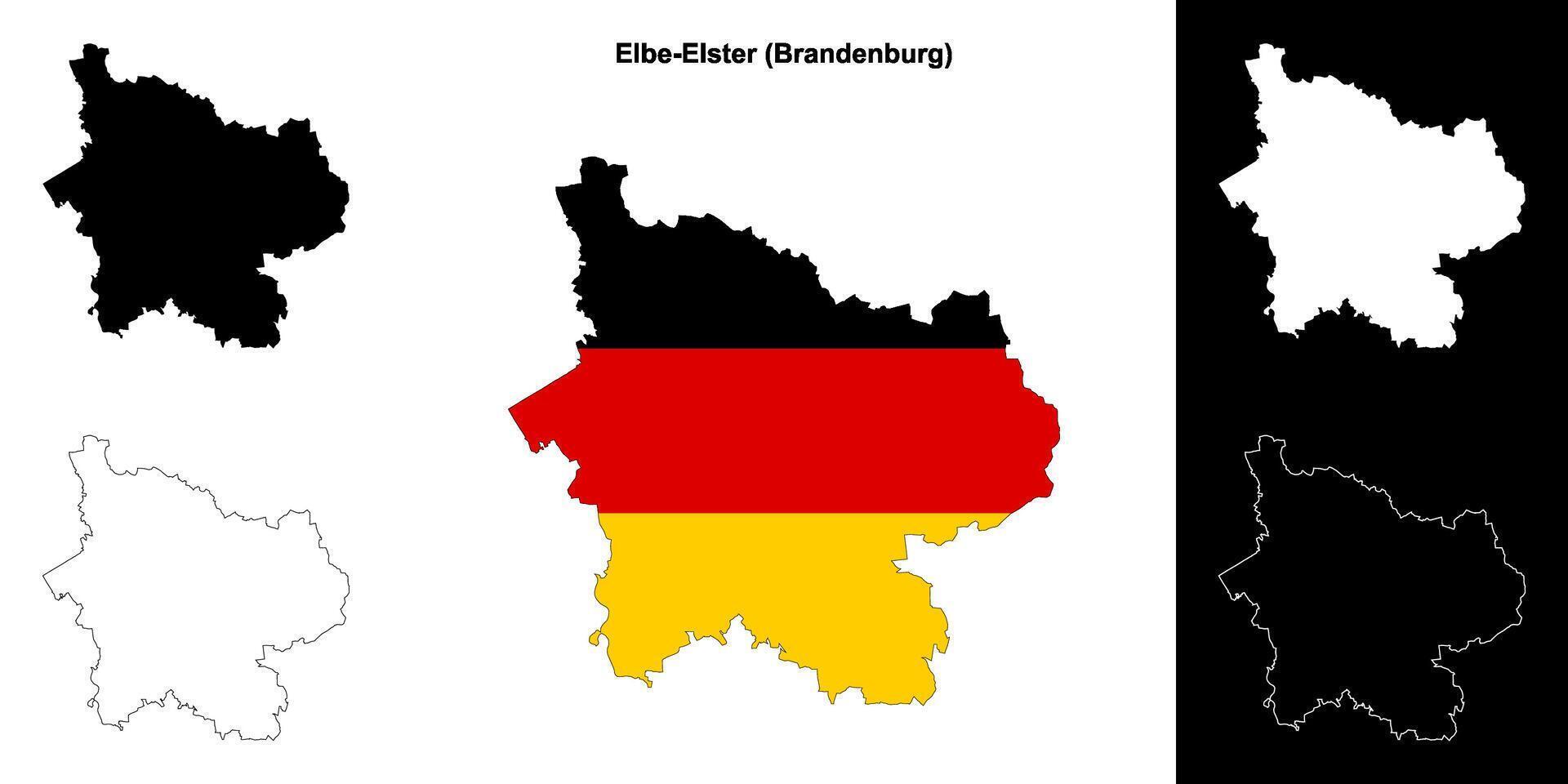 Elbe-Elster, Brandenburg blank outline map set vector