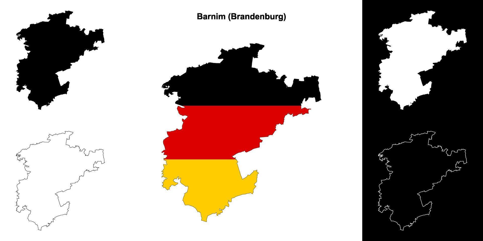 Barnim, Brandenburg blank outline map set vector