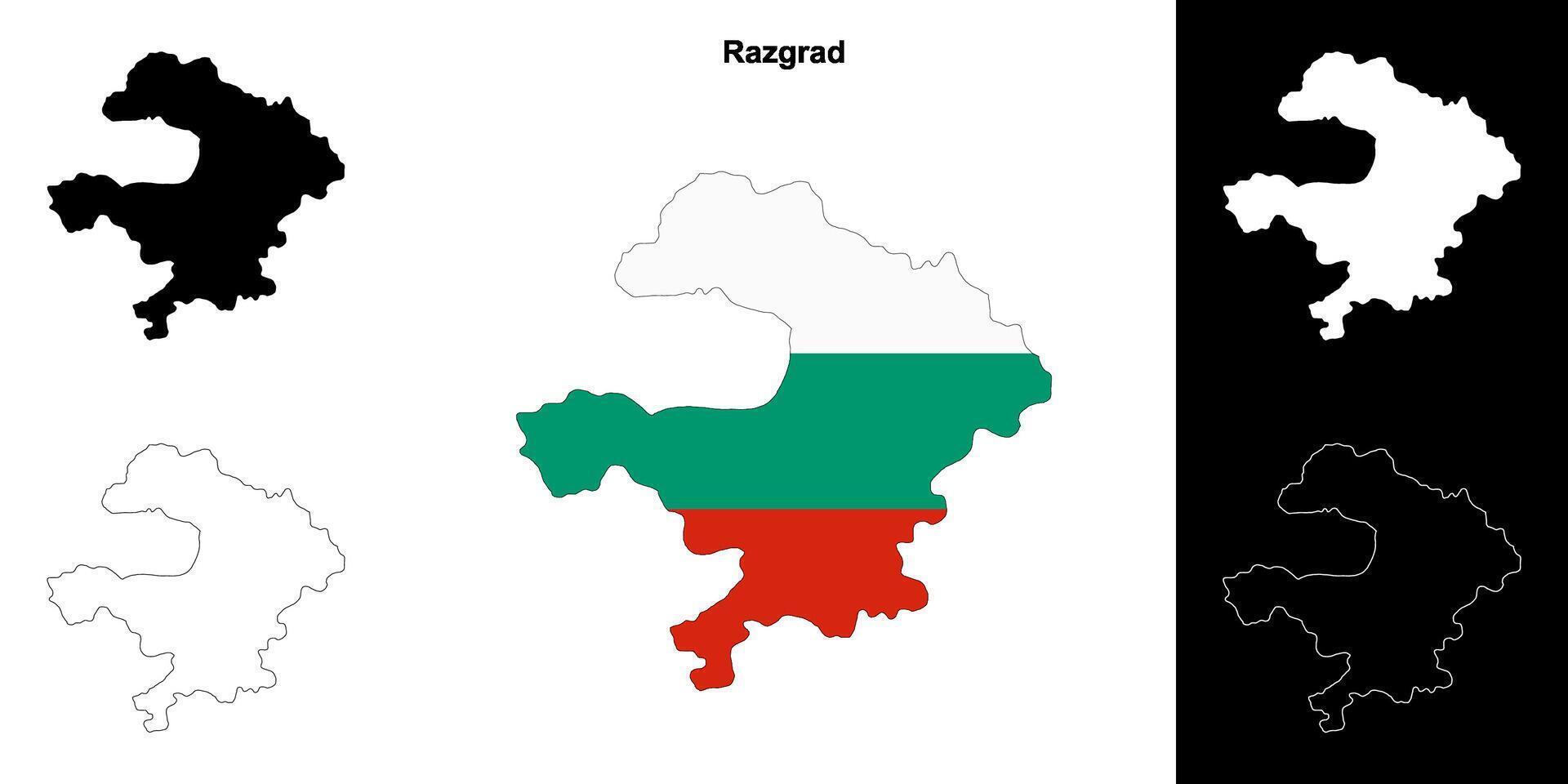 Razgrad province outline map set vector