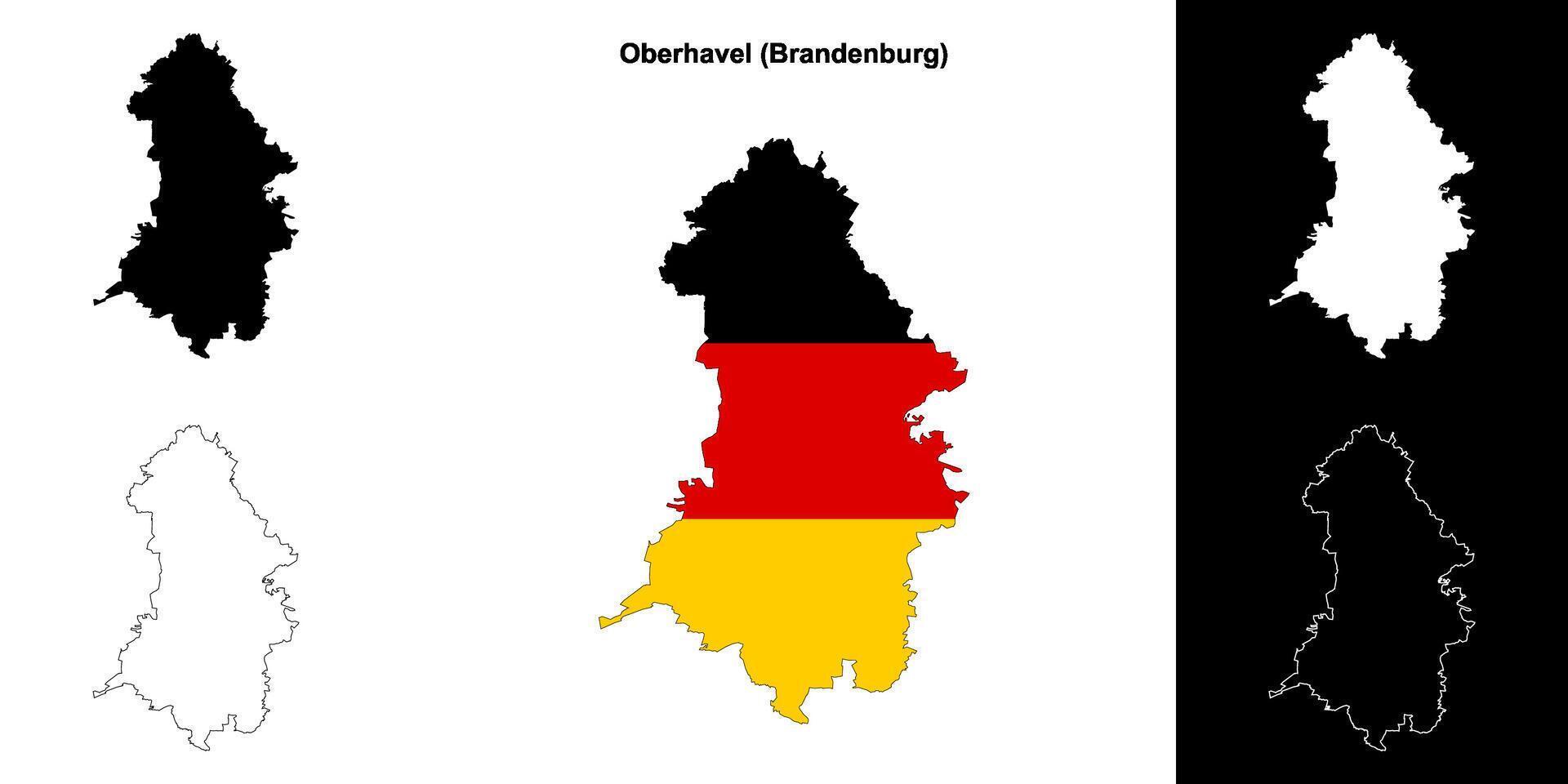 Oberhavel, Brandenburg blank outline map set vector