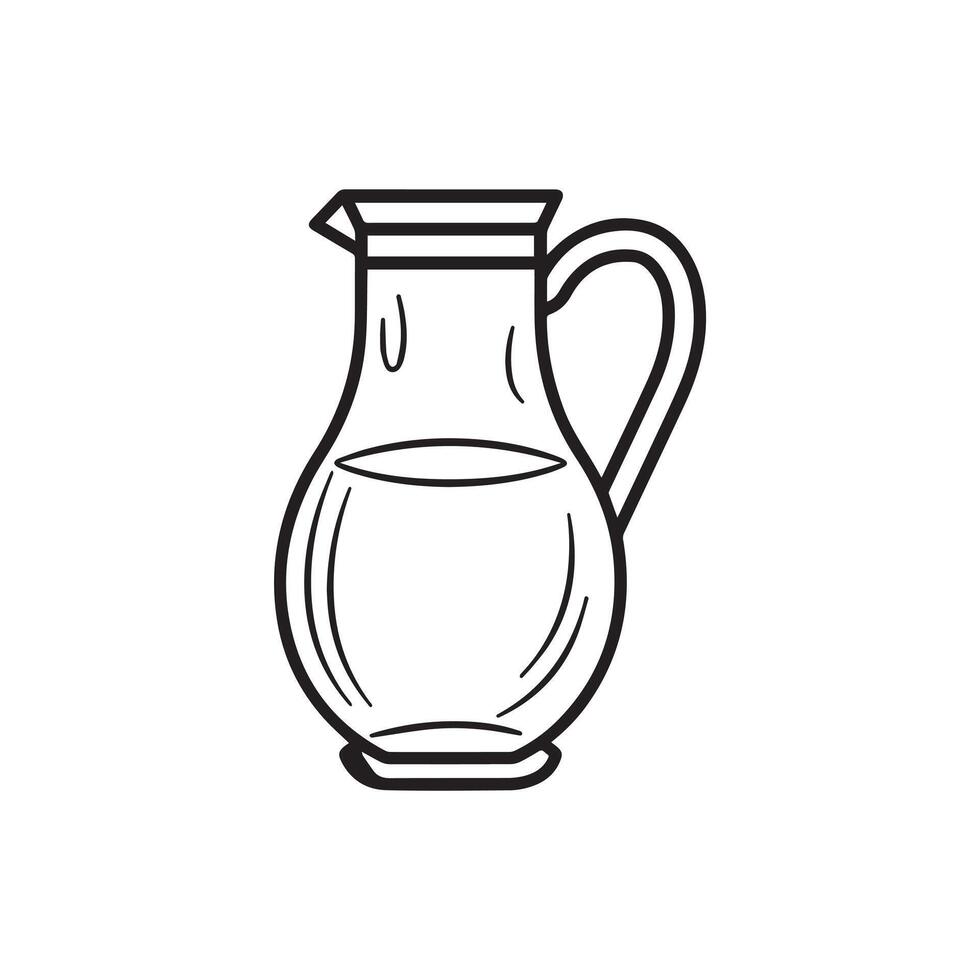 Jug outline water icon black bottle art design. vector