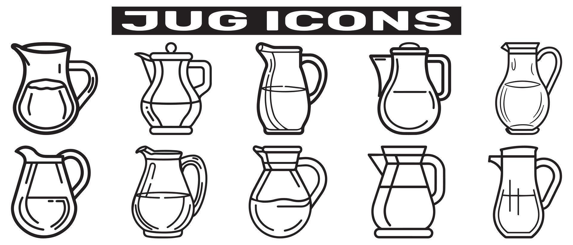 Jug outline water icon black bottle art design. vector