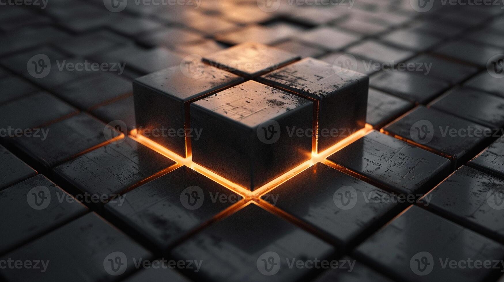 Abstract 3D square block with texture. photo