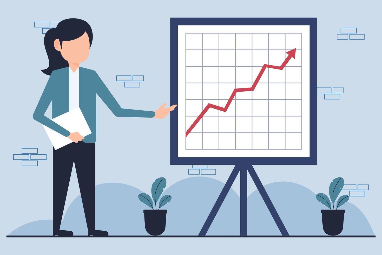 Business Growth Presentation with Rising Chart Illustration vector