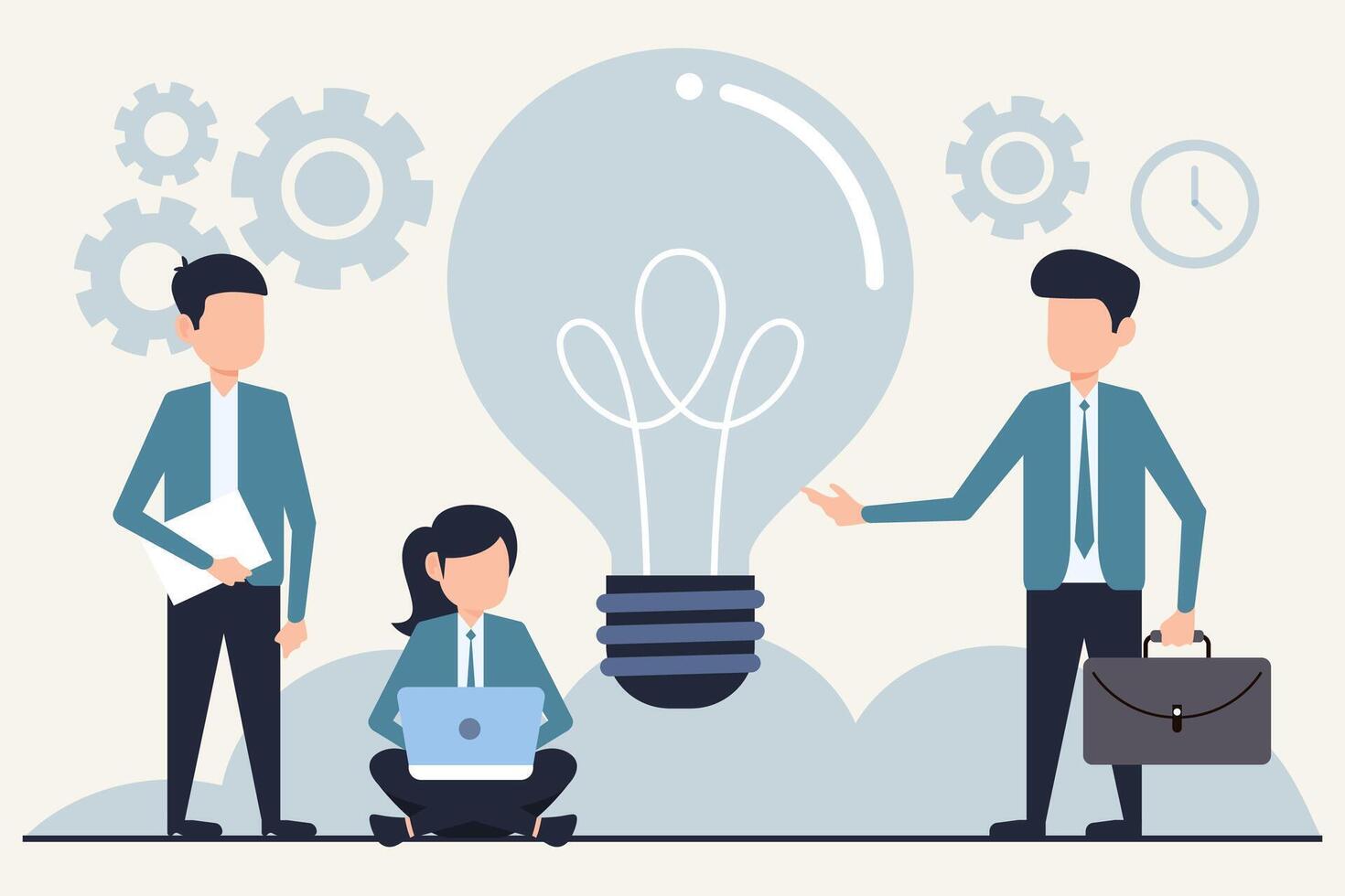 Flat design business concept illustration of teamwork and brainstorming vector