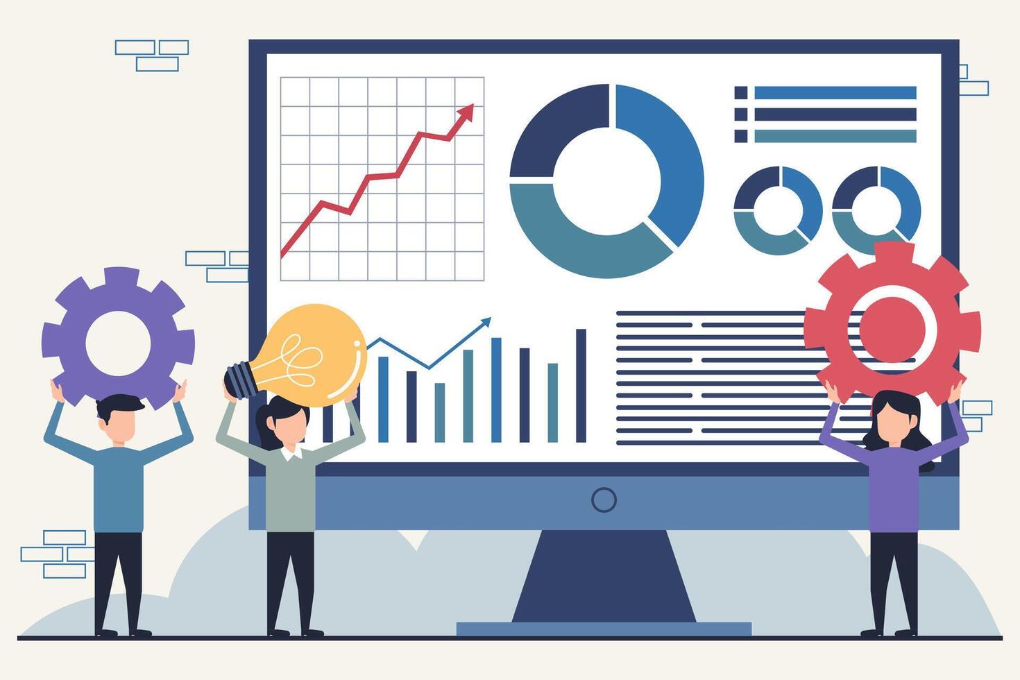 Teamwork and Innovation in Business - Infographic Style Illustration vector