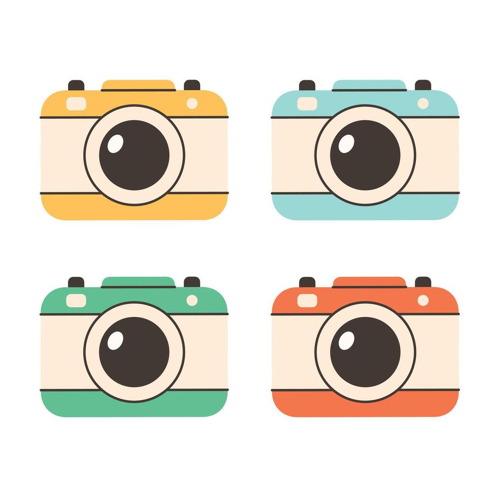 Cute vintage photo cameras vector