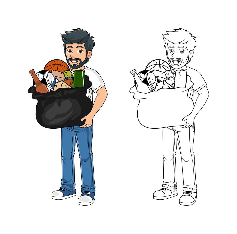 Cartoon Character and Trash Design Illustration vector