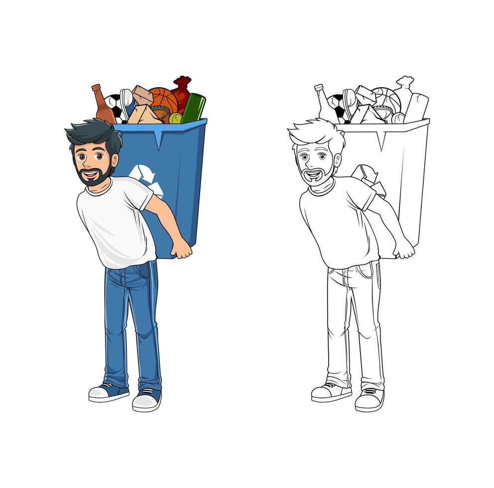 Cartoon Character and Trash Design Illustration vector