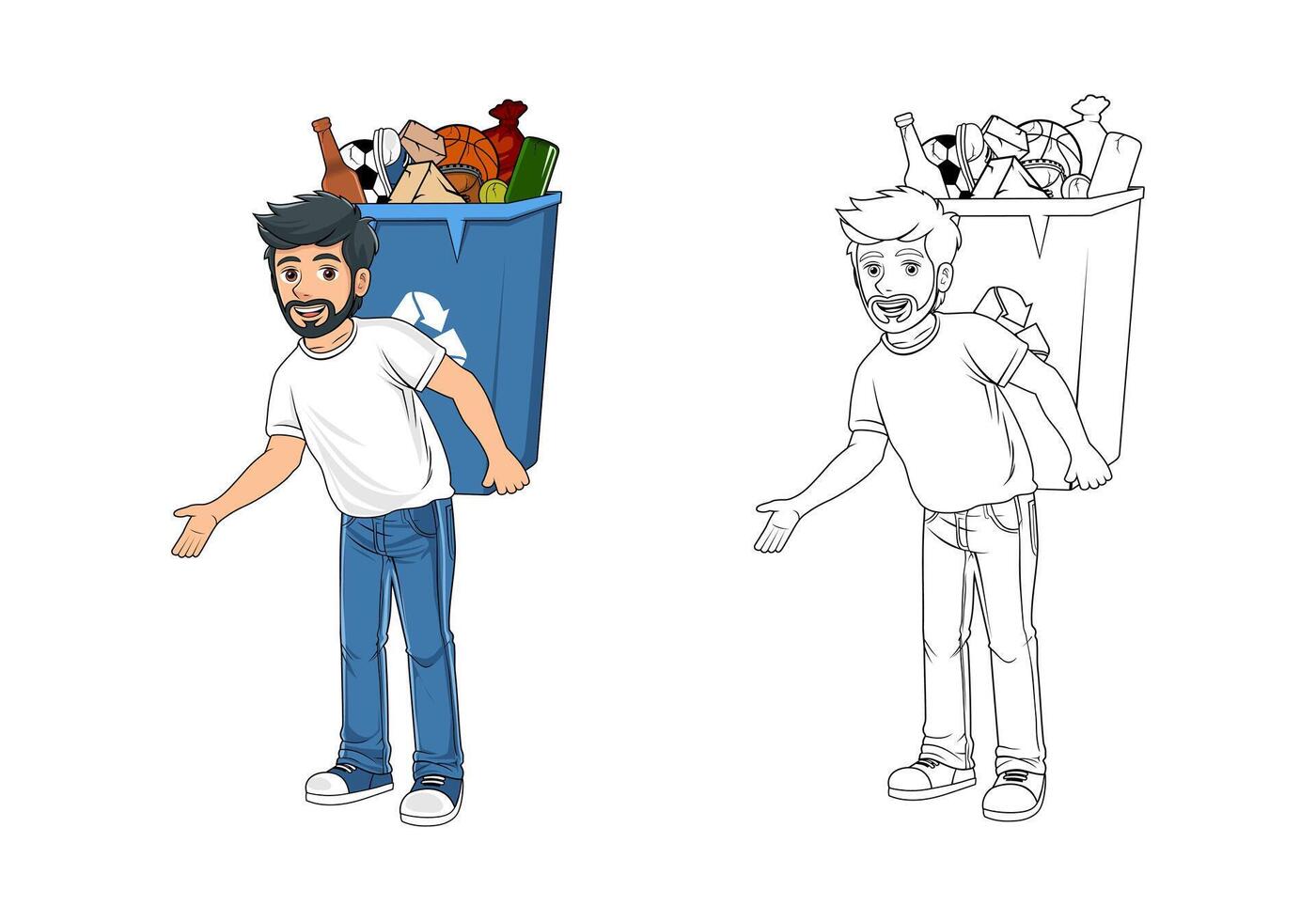 Cartoon Character and Trash Design Illustration vector