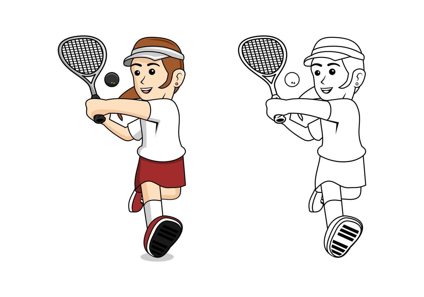 Squash Player Cartoon Design Illustration vector