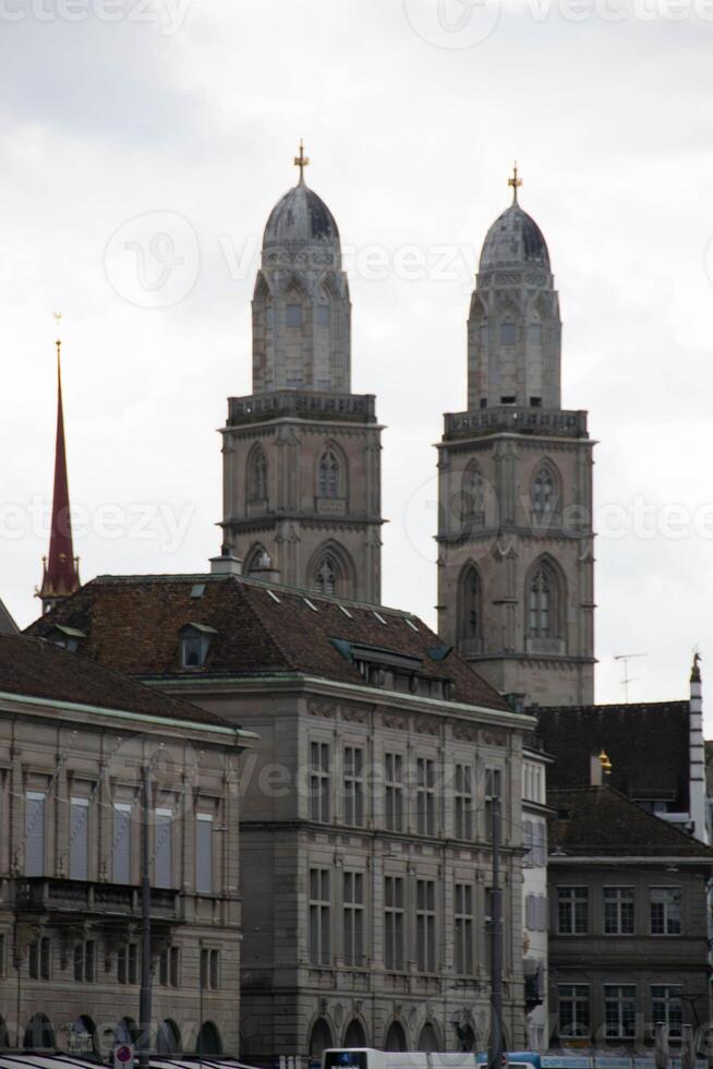 Scenic summer view of the Old Town architecture of Zurich photo