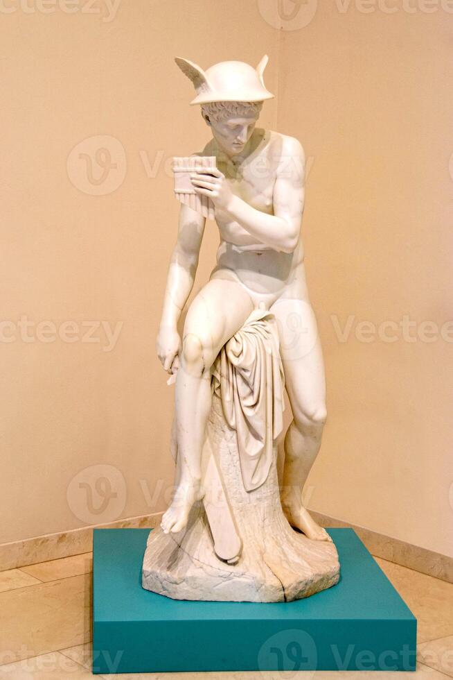 Museum photography. Ancient roman marble statue. photo