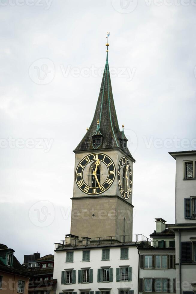 Scenic summer view of the Old Town architecture of Zurich photo