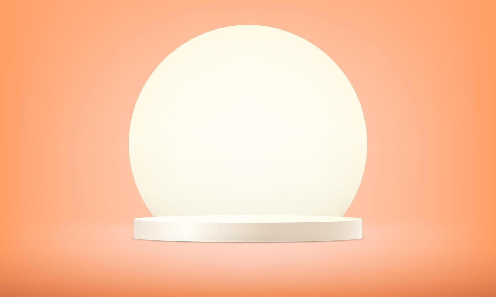 Abstract cream cylinder pedestal podium. orange empty room. Space for selling products on the website. Business backdrop. illustration. vector
