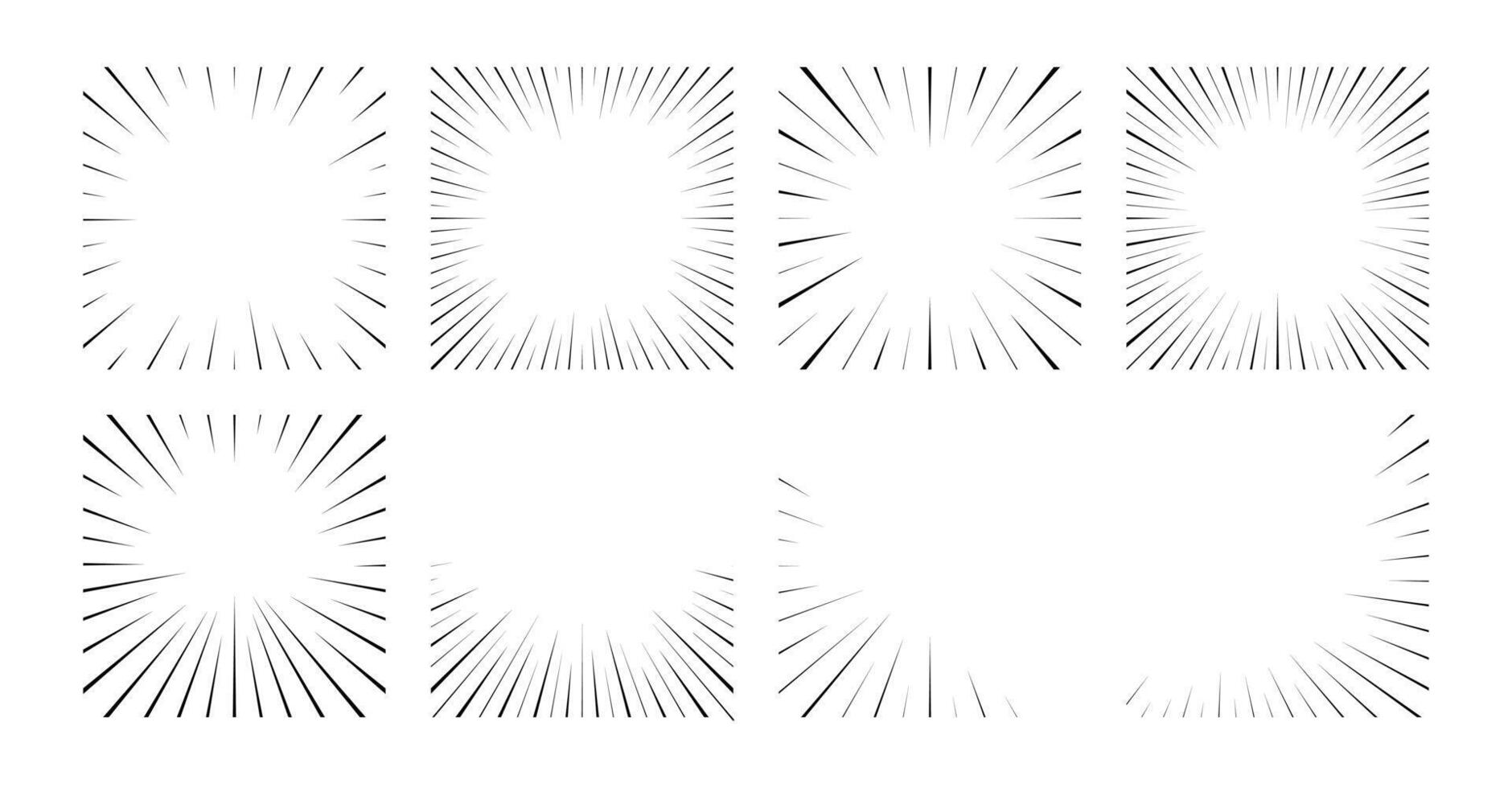 Set of Manga Motion Effect Background. Comic Speed Lines Effect Background. Retro Explosion Illustration vector