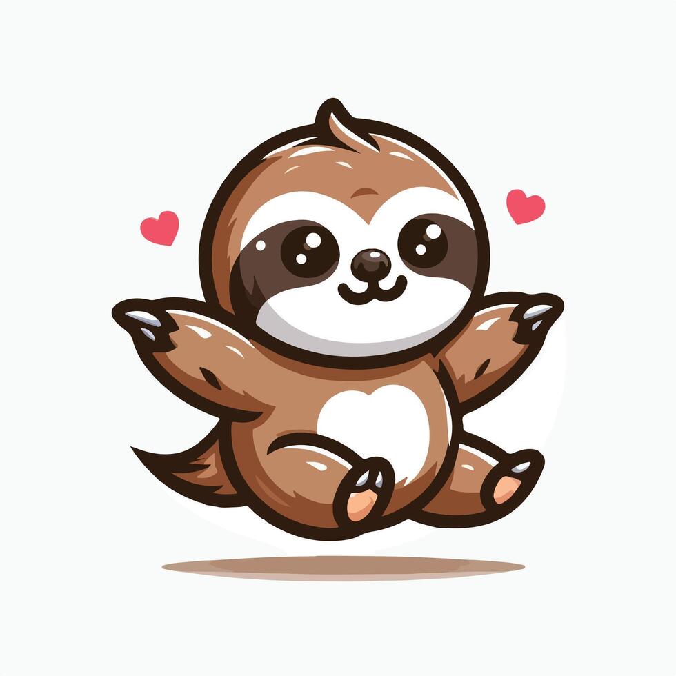 Cute Sloth emblem logo cartoon vector