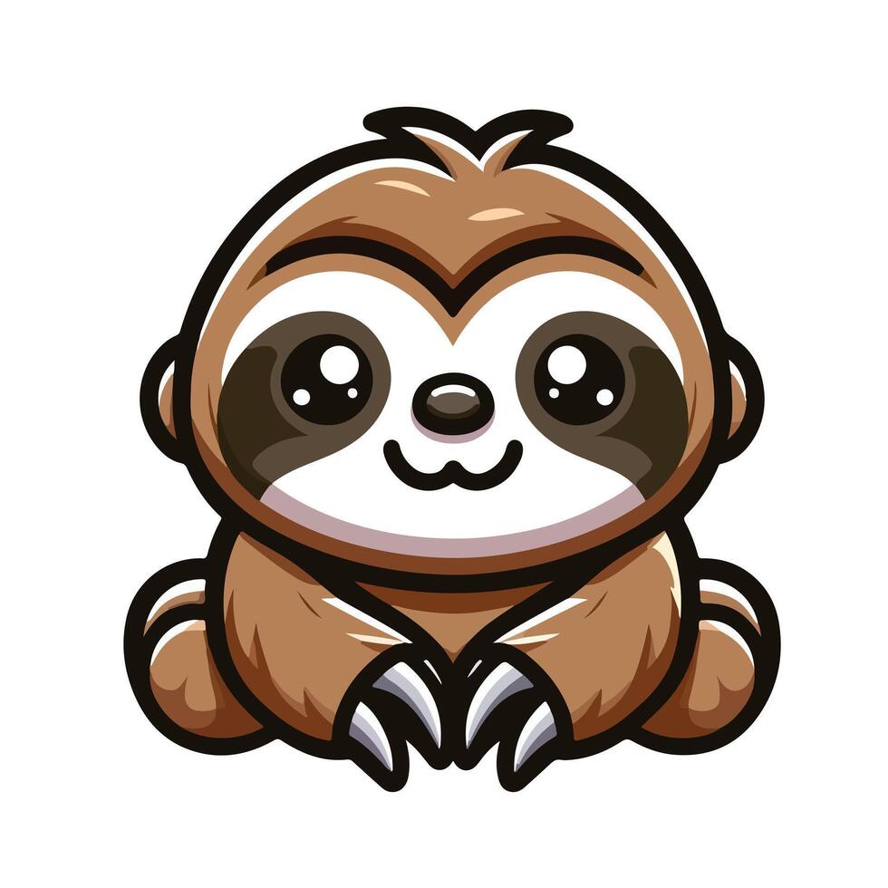 Cute Sloth emblem logo cartoon vector