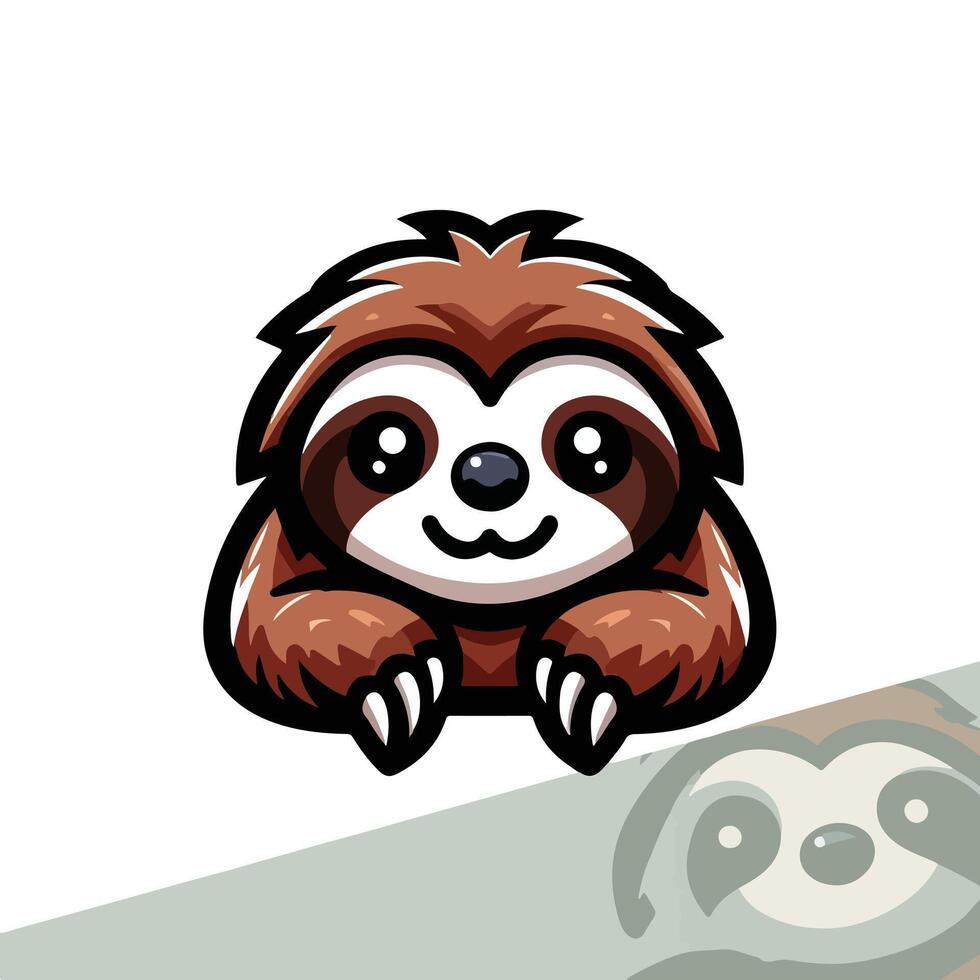 Cute Sloth emblem logo cartoon vector