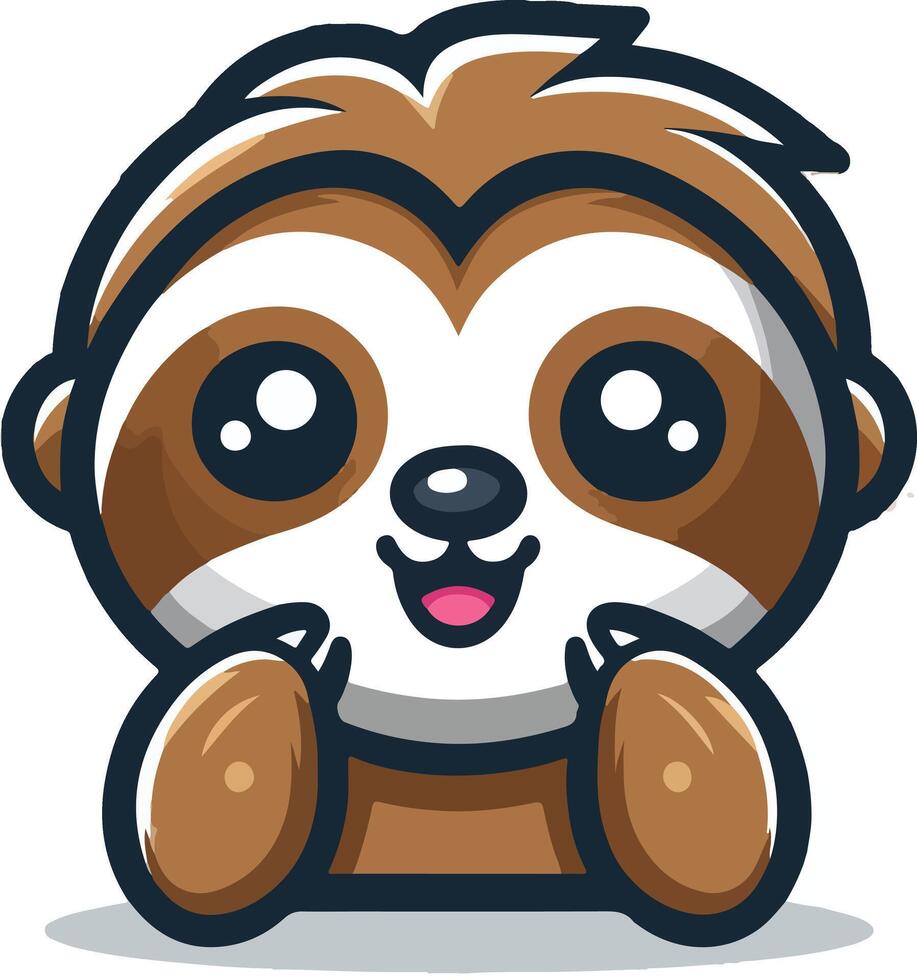 Cute Sloth emblem logo cartoon vector