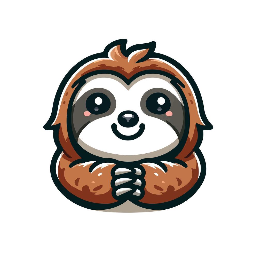Cute Sloth emblem logo cartoon vector