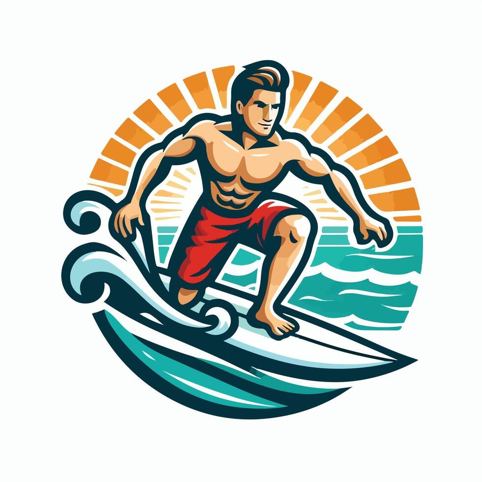 Summer surfing on the Beach Design vector