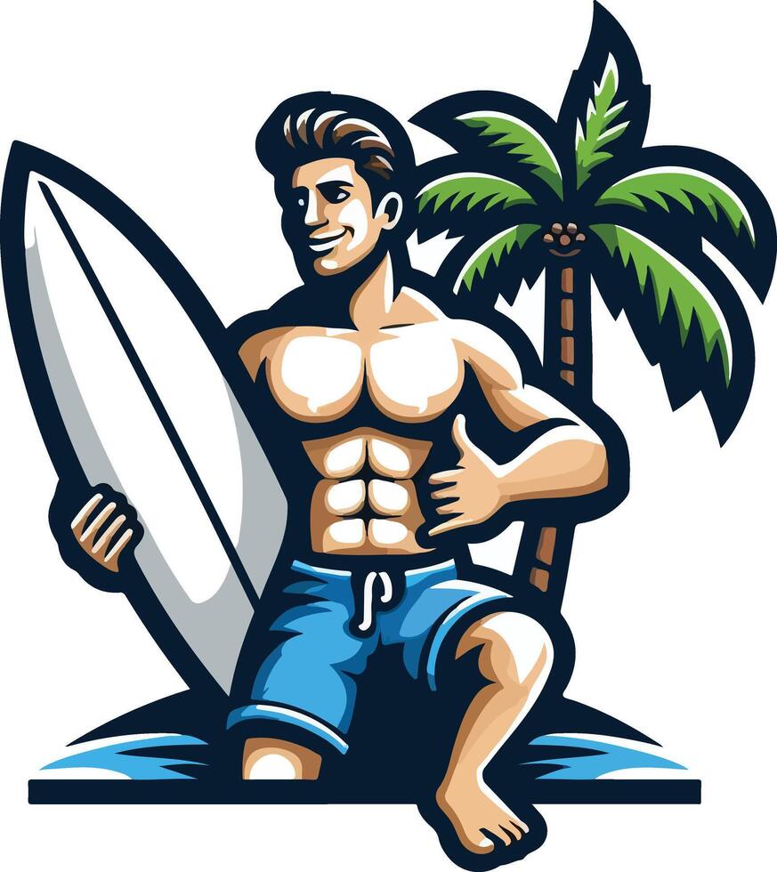 Summer surfing on the Beach Design vector