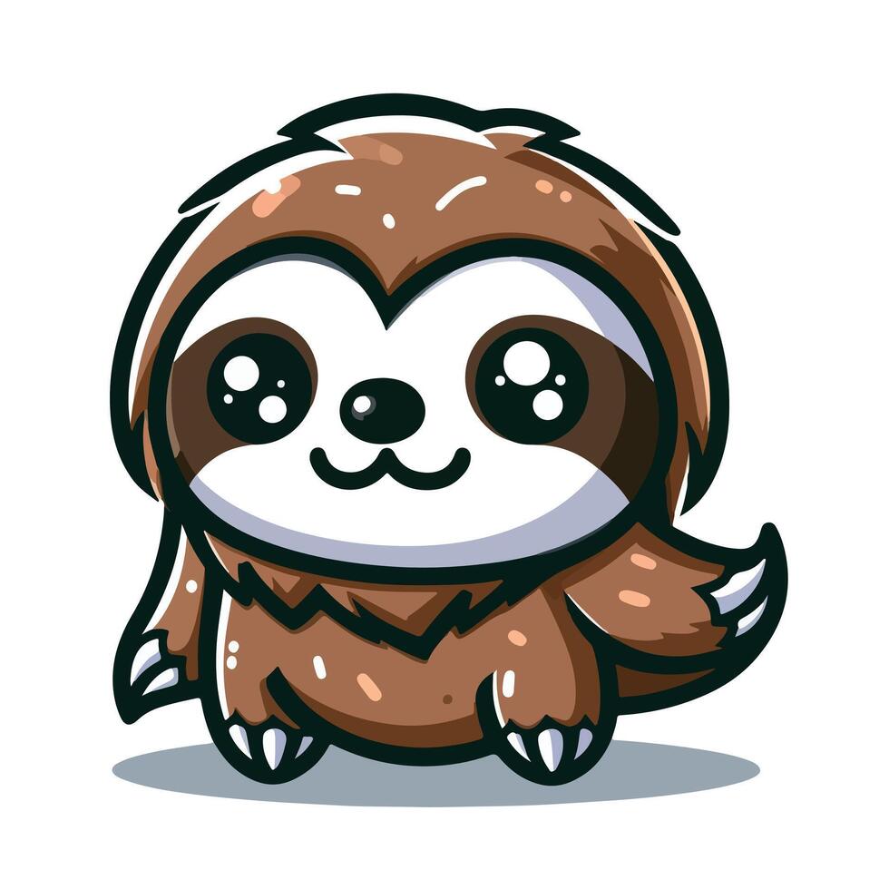 Cute Sloth emblem logo cartoon vector