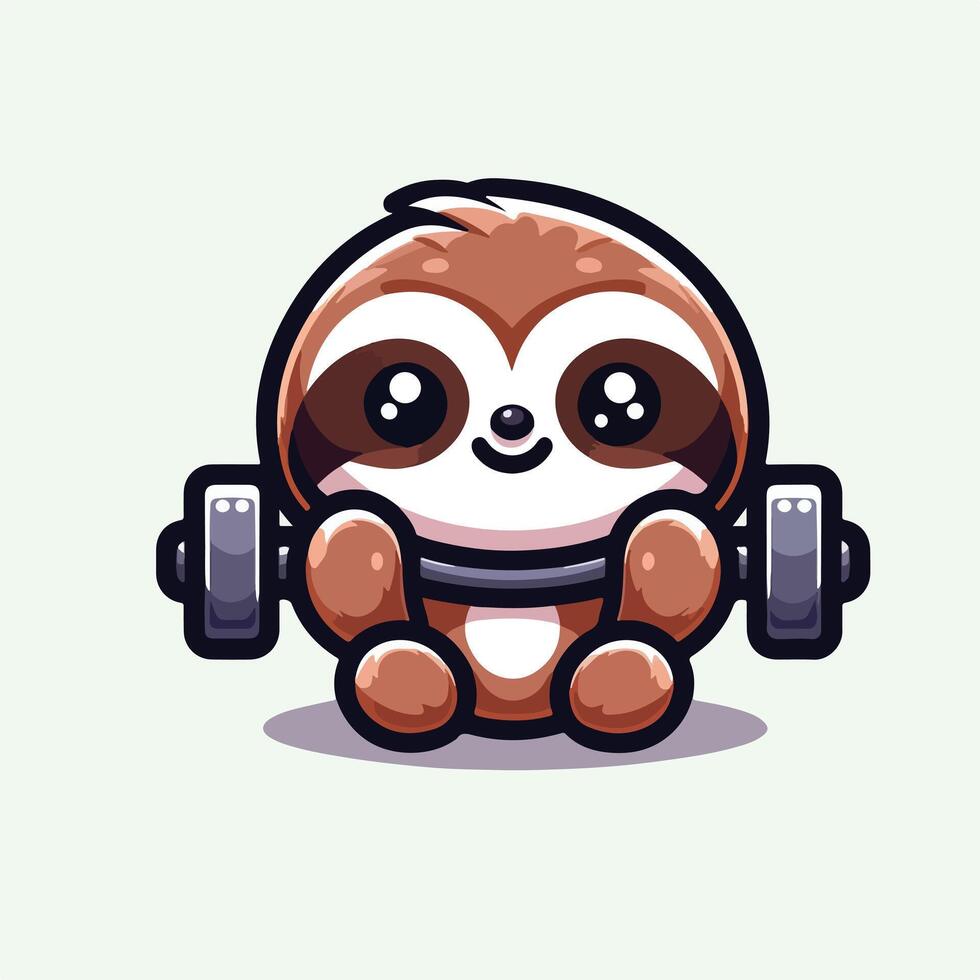 Cute Sloth emblem logo cartoon vector