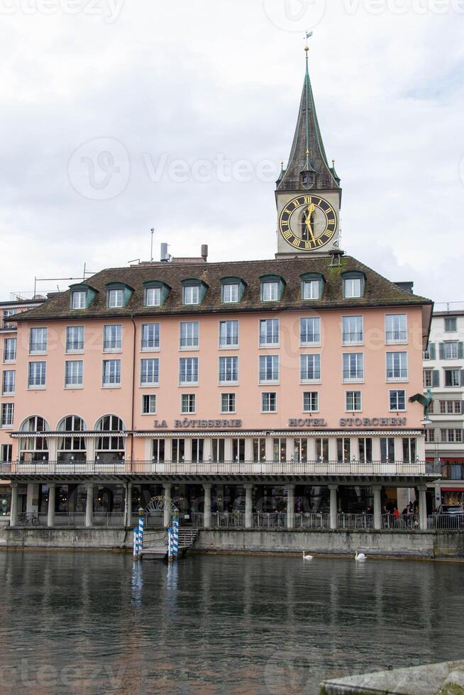Scenic summer view of the Old Town architecture of Zurich photo