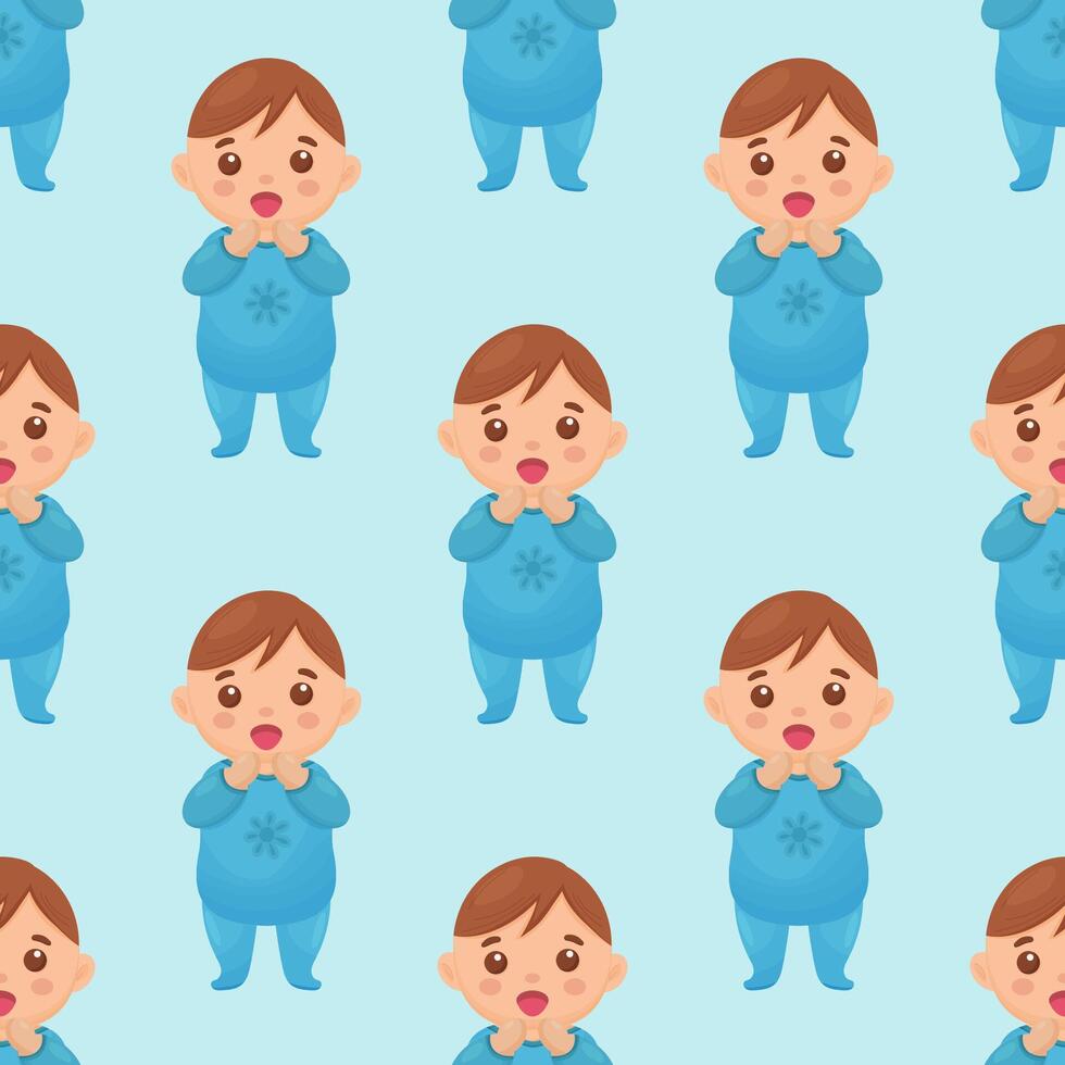 seamless pattern with an image of a baby boy. vector