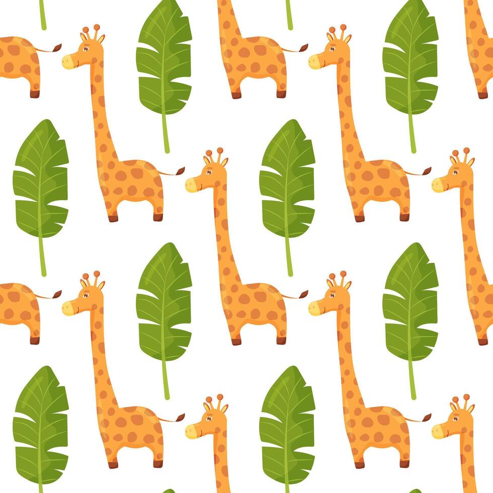 Seamless childish pattern with cute giraffe. Creative kids texture for fabric, wrapping, textile, wallpaper, apparel. vector