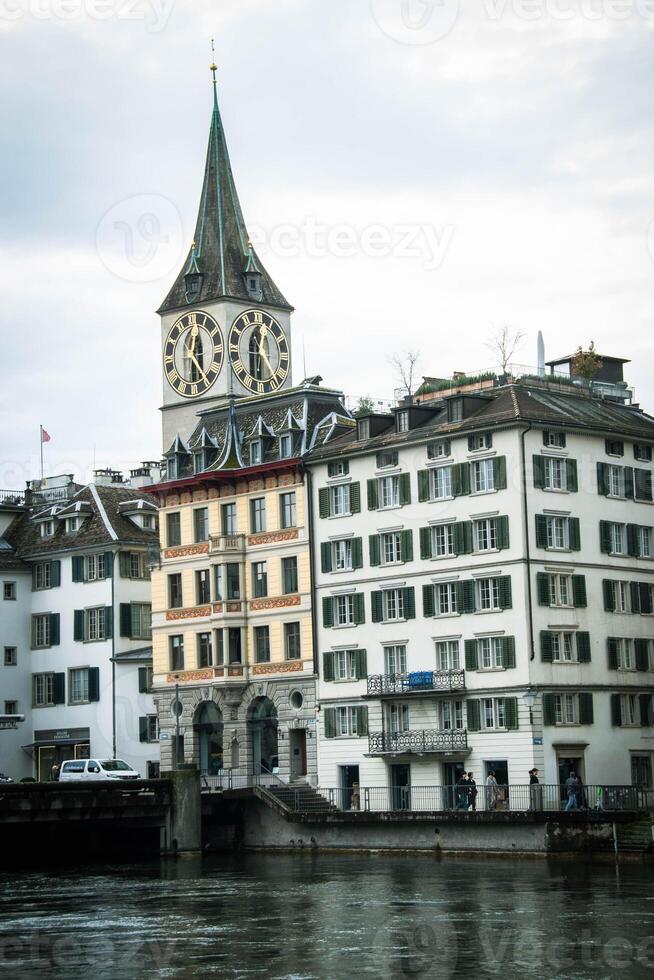 Scenic summer view of the Old Town architecture of Zurich photo