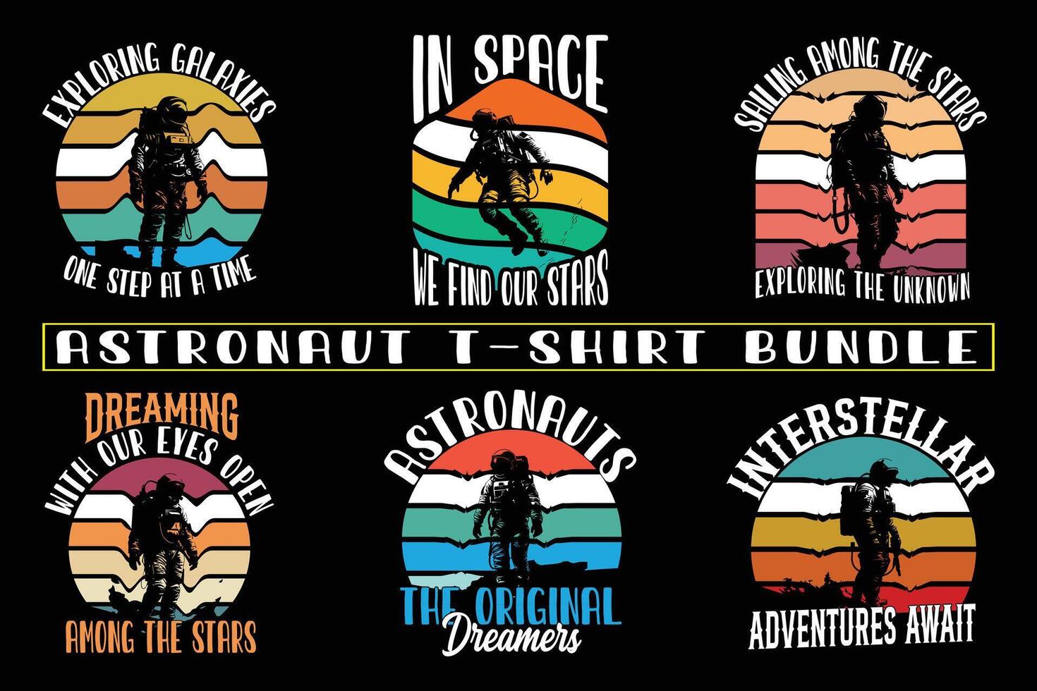 Astronaut t-shirt design , Astronaut Graphic Design for T-shirt bundle vector