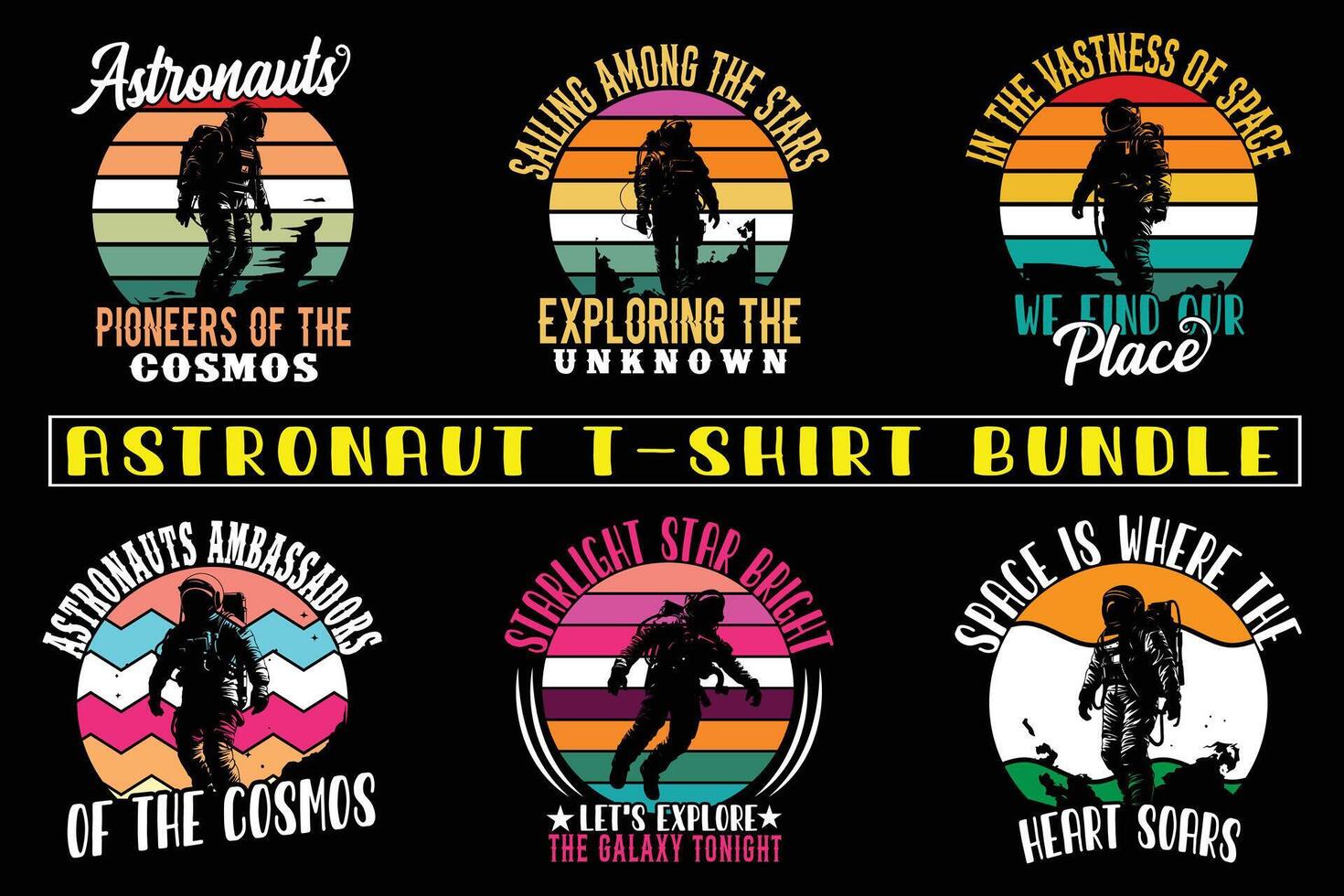Astronaut t-shirt design , Astronaut Graphic Design for T-shirt bundle vector