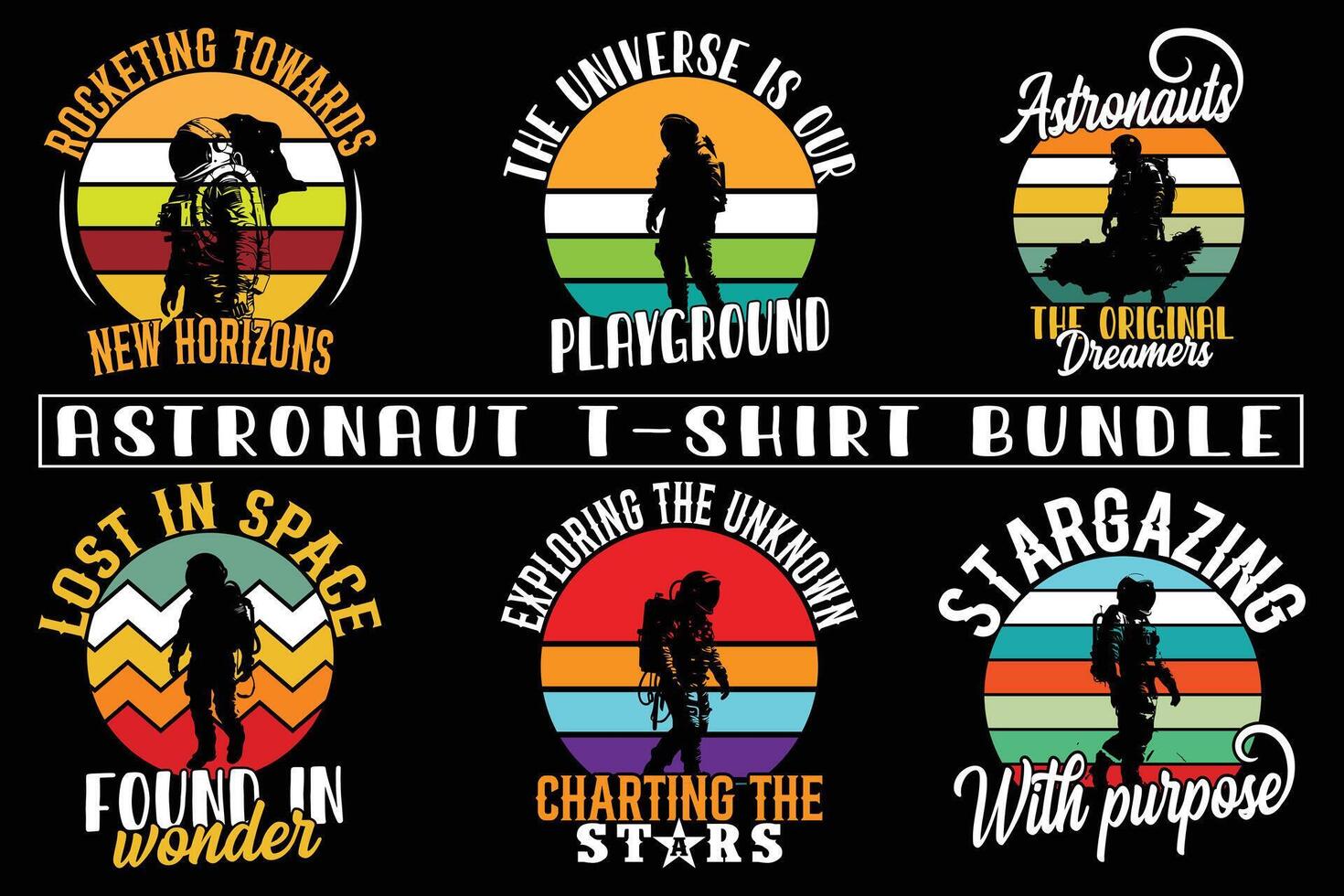 Astronaut t-shirt design , Astronaut Graphic Design for T-shirt bundle vector