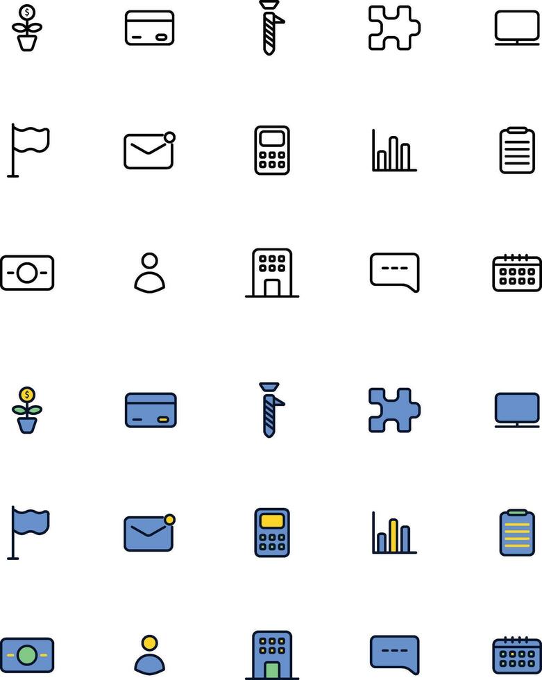 Icon flat and fill color Business and Management vector