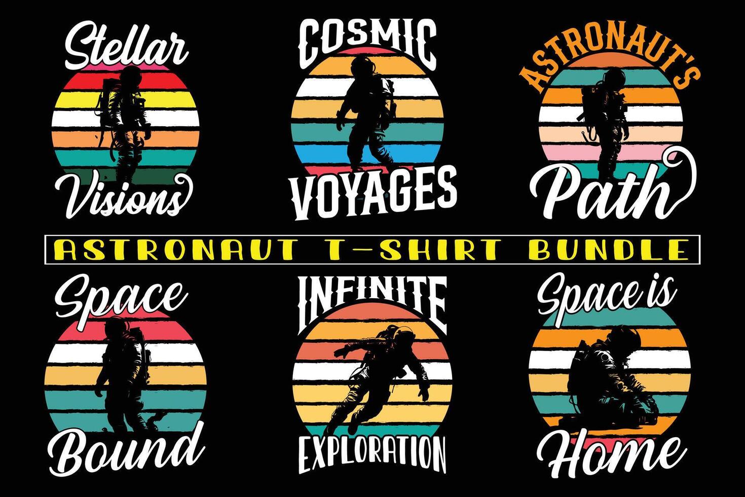 Astronaut t-shirt design , Astronaut Graphic Design for T-shirt bundle vector
