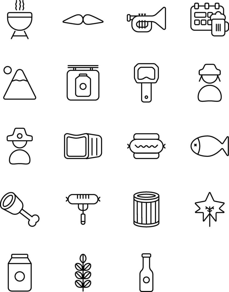Icon line black color themes October Fest vector