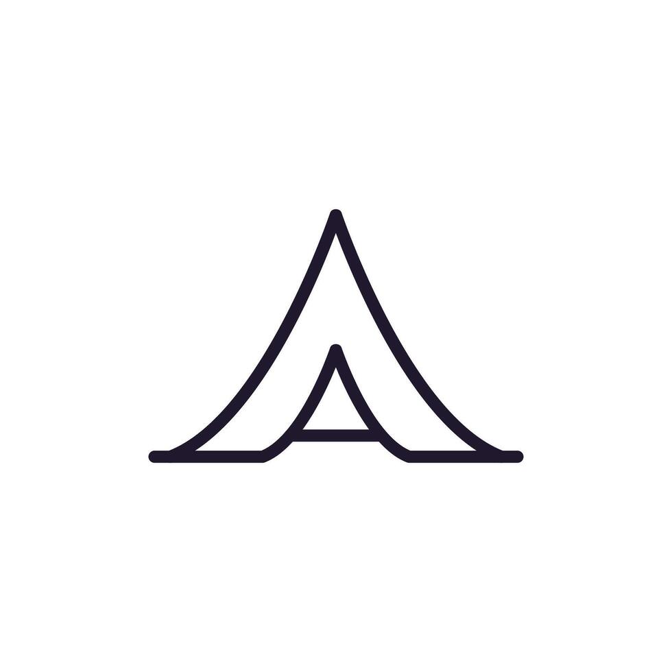 Camping Tent Isolated Line Icon for Books vector